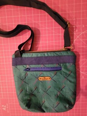 PDX Carpet Print Crossbody Bag with Navy Trim